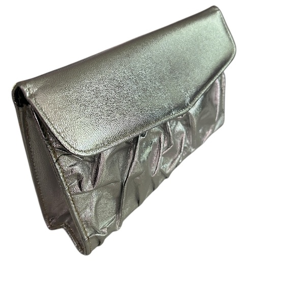 Vintage Small Silver Clutch Wedding Guest Purse Evening Bag - Picture 6 of 7
